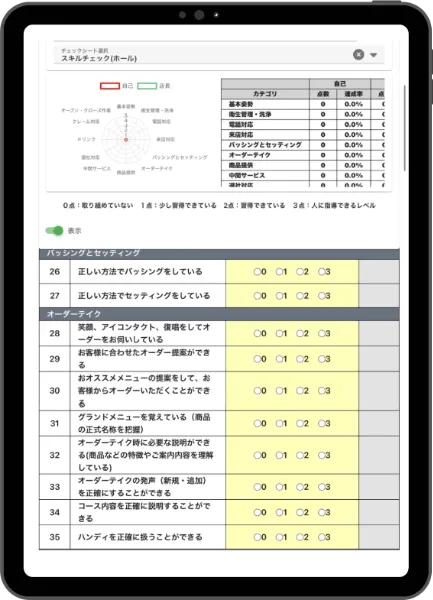 スキルチェック画面